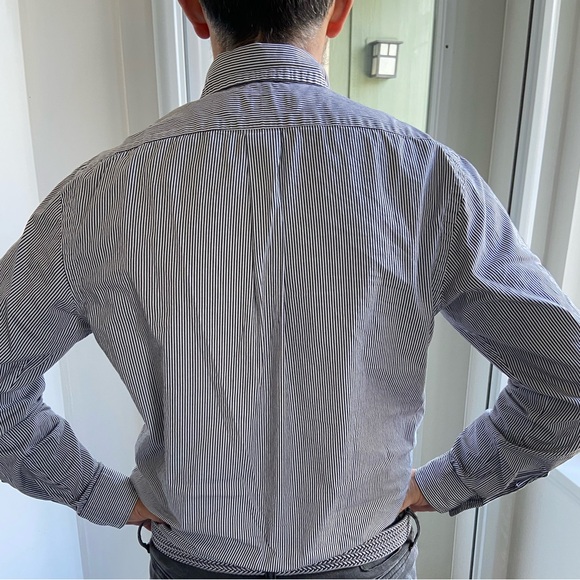 Polo Ralph Lauren long sleeve shirt, black and white striped pattern. - Picture 3 of 6
